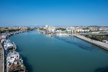 Naklejka na ściany i meble Panorama of the port of Pescara from the Bridge of the Sea