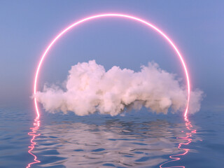 Cloud with glowing mystical neon arch - 541447198