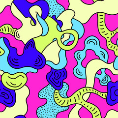 Unusual abstract seamless pattern with hand drawn wave elements