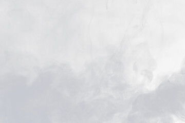 Dense Fluffy Puffs of White Smoke and Fog on black Background, Abstract Smoke Clouds, Movement...