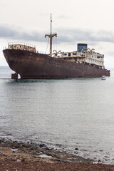 beached ship, called Telamon, in Lanzarote, Canary Islands, Spain