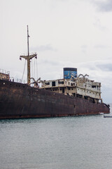 beached ship, called Telamon, in Lanzarote, Canary Islands, Spain