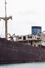 beached ship, called Telamon, in Lanzarote, Canary Islands, Spain