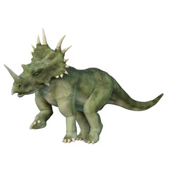 Styracosaurus Dinosaur. 3D illustration isolated on transparent background.