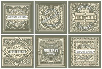 Set of 6 labels. Western style