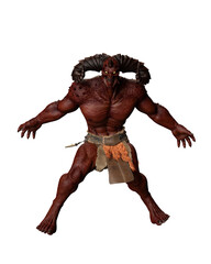 Fototapeta premium 3d illustration of a red skinned demon with menacing glare.