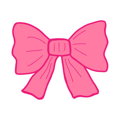 Hand drawn pink ribbon and coquette bow