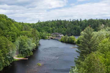 Fototapeta premium Steel bridge over a river