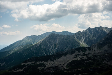 Beautiful view of the Tatra Mountains landscape. View of the mountains from the top. High mountain landscape.