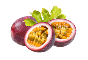 passion fruit with leaf on transparent png