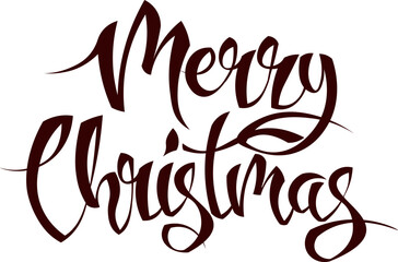 Merry Christmas handwritten lettering. Calligraphic lettering card design template. Holiday illustration vector element.