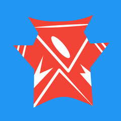 illustration of the shape of a horned logo that has different colors