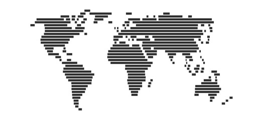 Weltkarte aus schwarzen Streifen