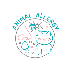 Types of allergy. Allergies caused by animals. Vector illustration