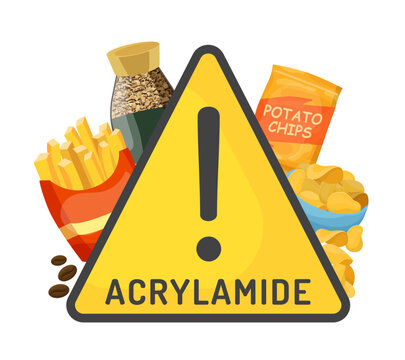Stop acrylamide. Dangerous substance causing cancer. Vector illustration