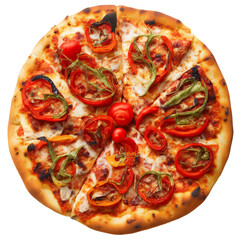 Cheese Pizza with bell peppers and tomato slices