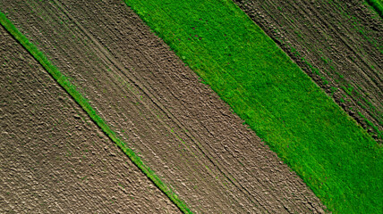 Agriculture background made by drone - cultivation aerial view