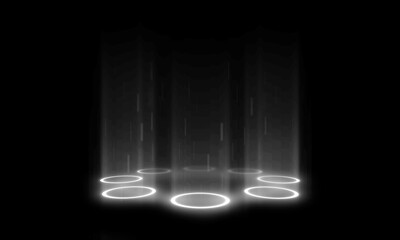 Magic fantasy portal. Magic circle teleport podium with hologram effect. light effect technology.	