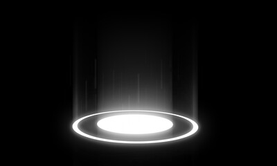 Magic fantasy portal. Magic circle teleport podium with hologram effect. light effect technology.	