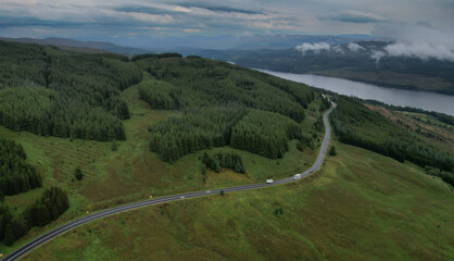 Aerial view - road in Scotland