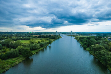 Fototapeta na wymiar Modern Cardinal Macharski bridge over the Vistula River, Kraków, Poland, Europe