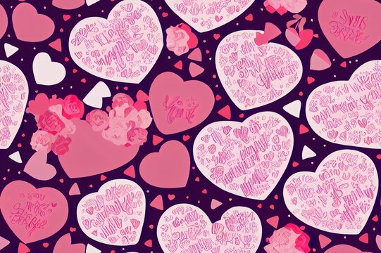 Cute Love typography seamless pattern ,Design for fashion ,valentines day, fabric, textile, wallpaper, cover, web , wrapping and all prints on light pink