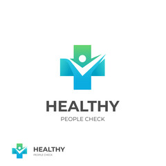healthy check with people logo icon design element for pharmacy logos