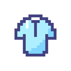 Obraz premium T shirt pixelated RGB color ui icon. Men clothing store. Online marketplace. Simplistic filled 8bit graphic element. Retro style design for arcade, video game art. Editable vector isolated image