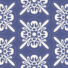 Abstract floral seamless pattern on purple background, design textile patchwork wallpaper elegant background