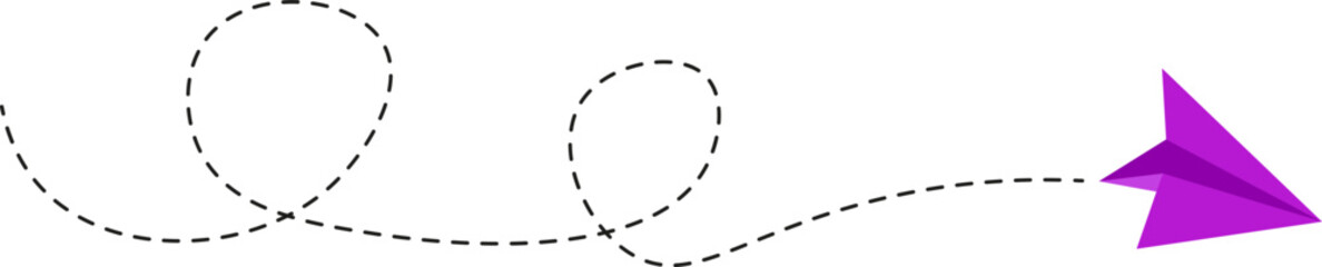 Dashed line paper airplane rute 