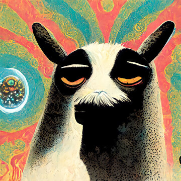 Carl Jung Llama Smoking A Pipe With Dream Bubbles