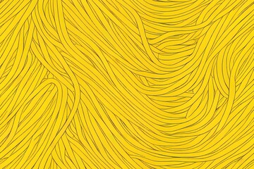 Hand drawn noodle seamless pattern background. Asian Japanese ramen noodle, spaghetti texture. Yellow noodle, Pasta noodle background. Great for menu design.