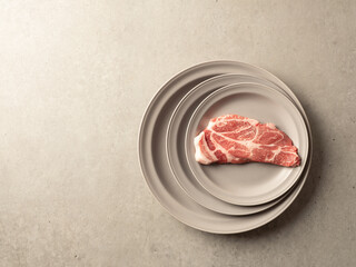 fresh Pork Neck  on a plate