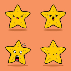 vector illustration of kawaii starfish emoji