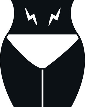 Abdominal pain black icon. Menstrual sickness symbol