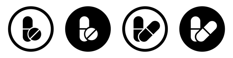 Medical pill and capsule icon. Drug icon, vector illustration