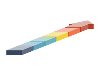 Infographic templates, 3d colored arrows 6 positions, isolated
