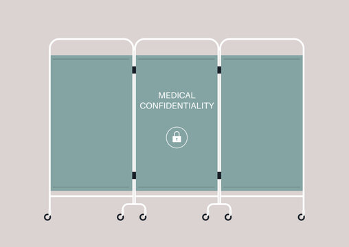 Medical Confidentiality, Private Data Access, A Hospital Screen Partition On Wheels, A Room Divider