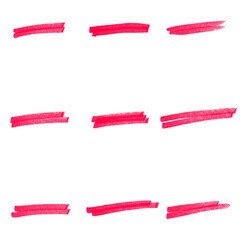 9 Handgemalte Stift Markierungen in rot