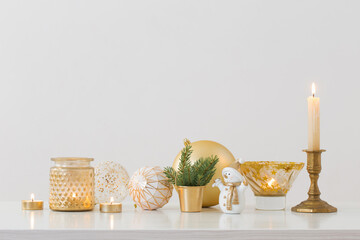 Christmas decorations with little ceramic snowman