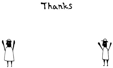 万歳をする壁画風のサンクス