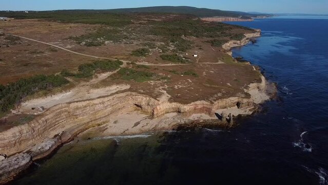 Drone footage of Port au Port Peninsula in Stephenville, Canada