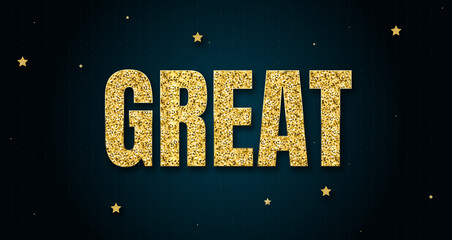 great in shiny golden color, stars design element and on dark background.