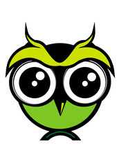 cute owl, green, funny, character 