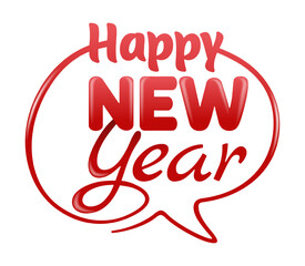 Happy New Year red 3D text