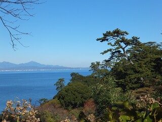 半島の丘、海の風景