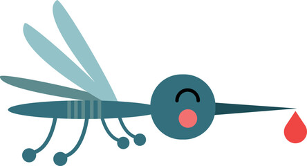 Mosquito icon. Funny little insect with blood drop