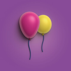 3d Material Realistic Colorful Balloon. Holiday illustration of flying glossy balloon. Isolated on Background. Illustration