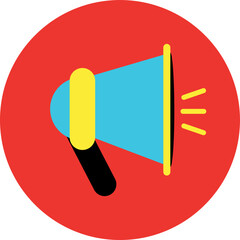 Megaphone color icon. Round loud speaker symbol