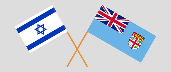 Crossed flags of Israel and Fiji. Official colors. Correct proportion